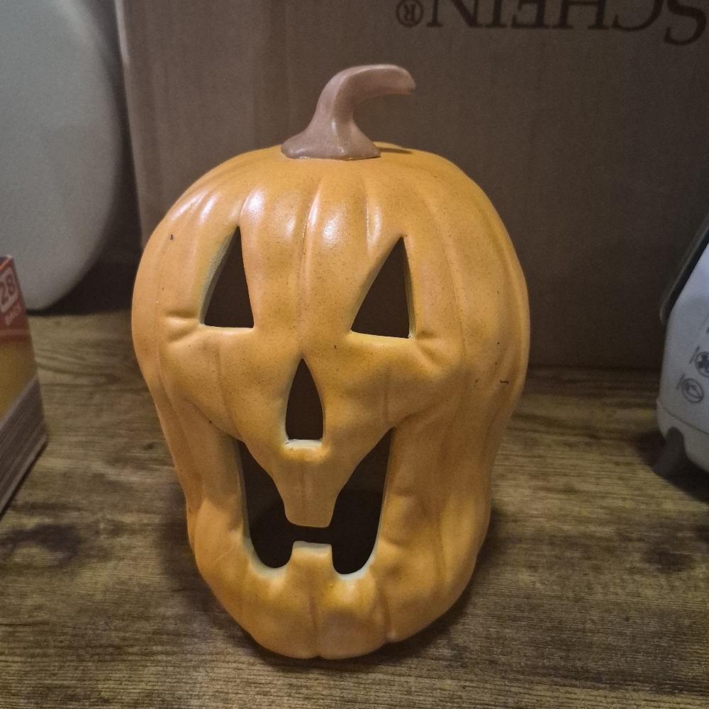 Orange Jack-O'-Lantern Candle Holder